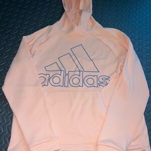 Adidas Light Pink Hoodie with Blue Logo